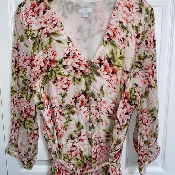 J. Jill Floral Wrap Dress - Pink and Green Size Large - Picture 3 of 10